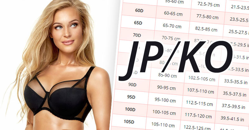 Japanese (JP) and South Korean (KO) Bra Sizes in Centimeters and
