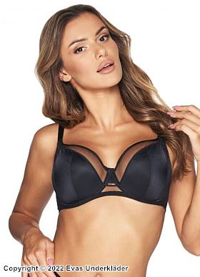 Stylish bra, smooth microfiber, partially sheer cups, B to J-cup