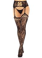 Suspender pantyhose, stockings imitation, flowers