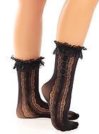 Women's socks, lace ruffles, small bow