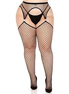 Stockings, fishnet, built-in garter belt