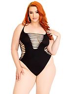 Sexy teddy, seamless, racerback, slashes, plus size